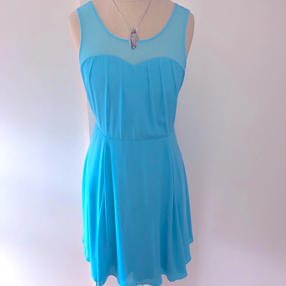 Express Aquamarine Turquoise Chiffon Prom Dress, size 8